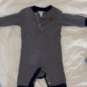 Ralph Lauren Black and White Striped Kids Footie
